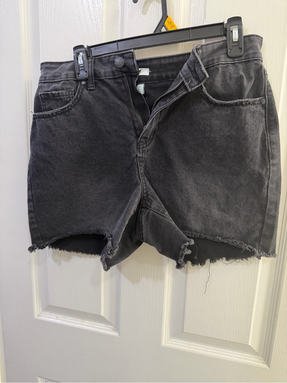 dip Washed Black Denim Cutoff Shorts